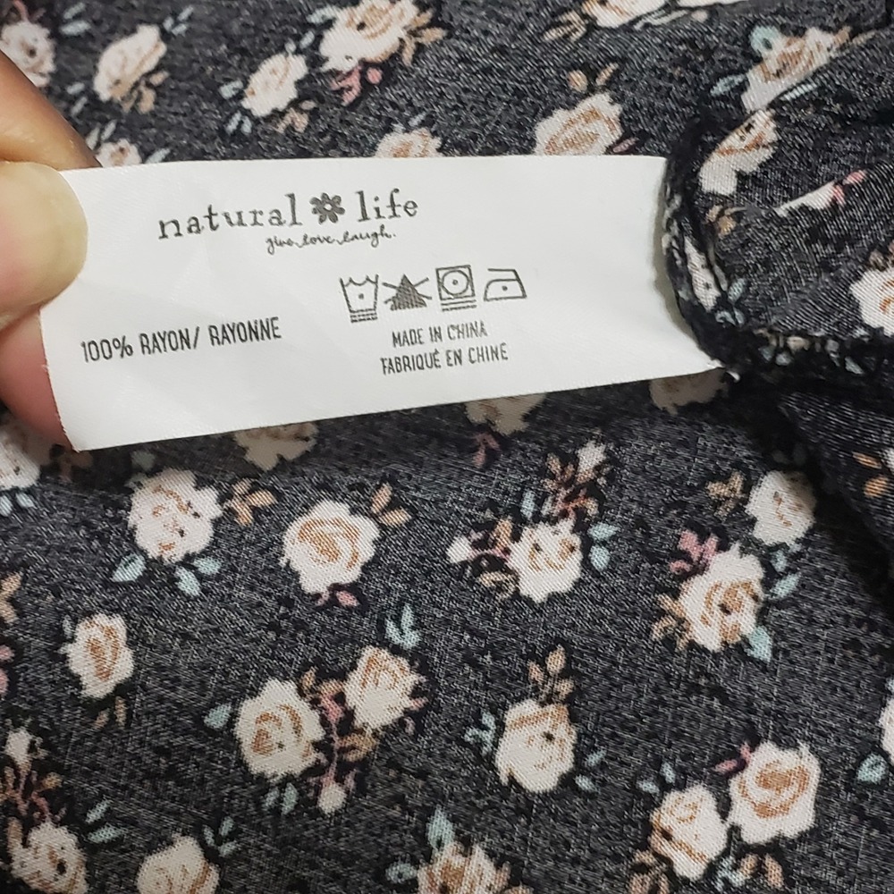 Natural Life Rebecca Tiered Midi Dress Ditsy Floral Black XXL Cottage Boho - Picture 7 of 10